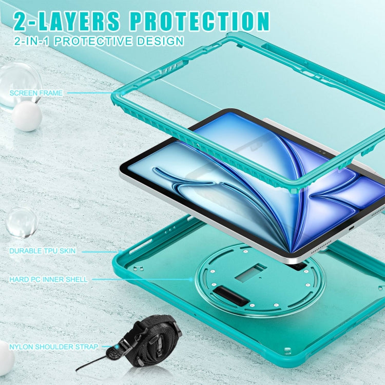 For iPad Air 11 2025 / 2024 Heavy Duty Hybrid Tablet Case with Hand Grip & Strap(Light Blue) - iPad Air 11 2025 / 2024 Cases by buy2fix | Online Shopping UK | buy2fix