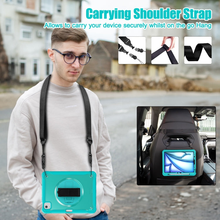 For iPad Air 11 2025 / 2024 Heavy Duty Hybrid Tablet Case with Hand Grip & Strap(Light Blue) - iPad Air 11 2025 / 2024 Cases by buy2fix | Online Shopping UK | buy2fix