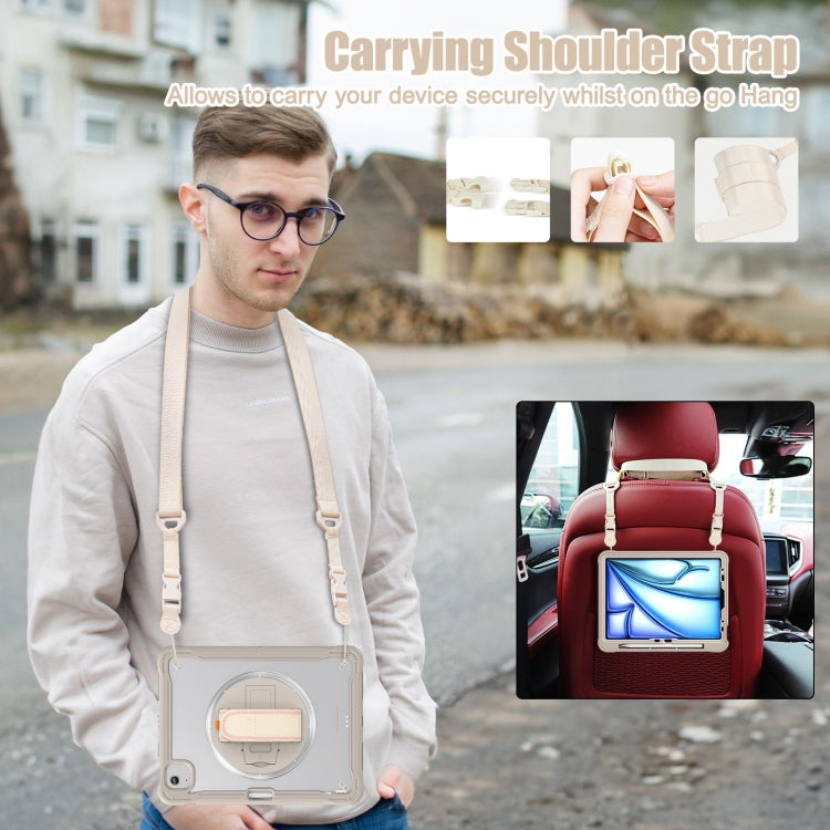 For iPad Air 11 2025 / 2024 Heavy Duty Hybrid Tablet Case with Hand Grip & Strap(Khaki) - iPad Air 11 2025 / 2024 Cases by buy2fix | Online Shopping UK | buy2fix