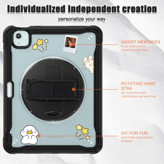 For iPad Air 11 2025 / 2024 Heavy Duty Hybrid Tablet Case with Hand Grip & Strap(Black Transparent) - iPad Air 11 2025 / 2024 Cases by buy2fix | Online Shopping UK | buy2fix