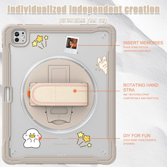 For iPad Pro 11 2025 / 2024 Heavy Duty Hybrid Tablet Case with Hand Grip & Strap(Khaki) by buy2fix