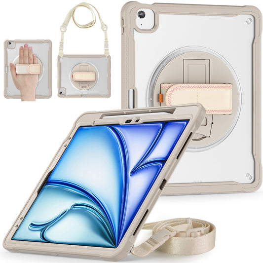 For iPad Air 13 2025 / 2024 Heavy Duty Hybrid Tablet Case with Hand Grip & Strap(Khaki) - iPad Air 13 2025 / 2024 Cases by buy2fix | Online Shopping UK | buy2fix