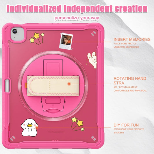 For iPad Air 13 2025 / 2024 Heavy Duty Hybrid Tablet Case with Hand Grip & Strap(Rose Red) - iPad Air 13 2025 / 2024 Cases by buy2fix | Online Shopping UK | buy2fix
