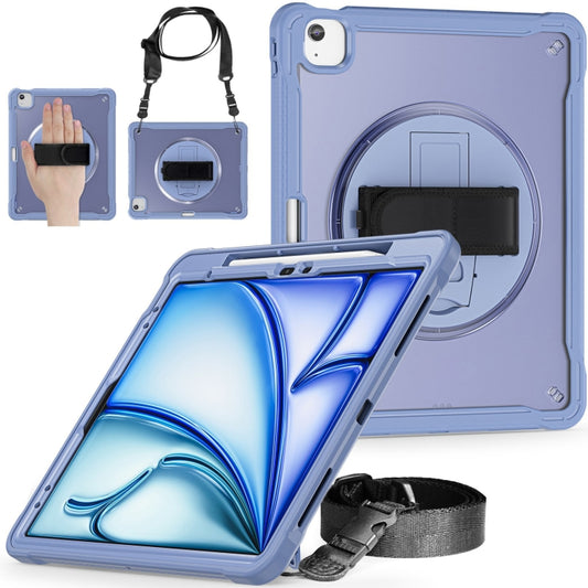 For iPad Air 13 2025 / 2024 Heavy Duty Hybrid Tablet Case with Hand Grip & Strap(Lavender Grey) - iPad Air 13 2025 / 2024 Cases by buy2fix | Online Shopping UK | buy2fix