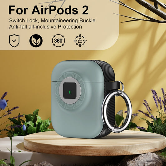 For AirPods 1 / 2 Camera Series PC + TPU Headset Shockproof Carbon Fibre Case(Light Green) by buy2fix