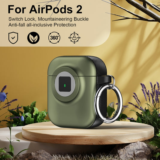 For AirPods 1 / 2 Camera Series PC + TPU Headset Shockproof Carbon Fibre Case(Green) by buy2fix