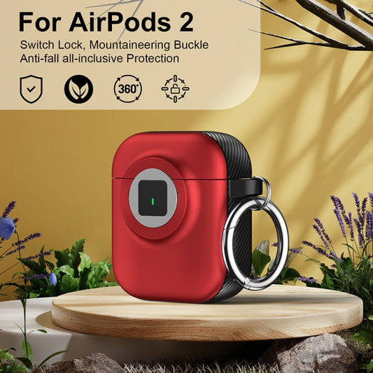 For AirPods 1 / 2 Camera Series PC + TPU Headset Shockproof Carbon Fibre Case(Red) by buy2fix