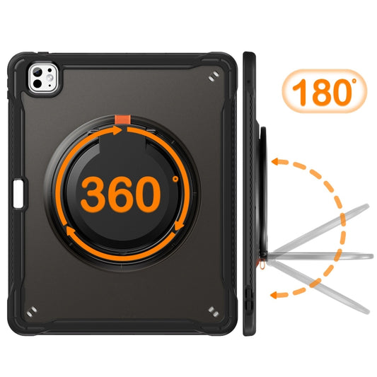 For iPad Pro 13 2024 Powerful Sailor Ring Holder Heavy Duty Hybrid Tablet Case with Strap(Black) - iPad Pro 13 2024 Cases by buy2fix | Online Shopping UK | buy2fix