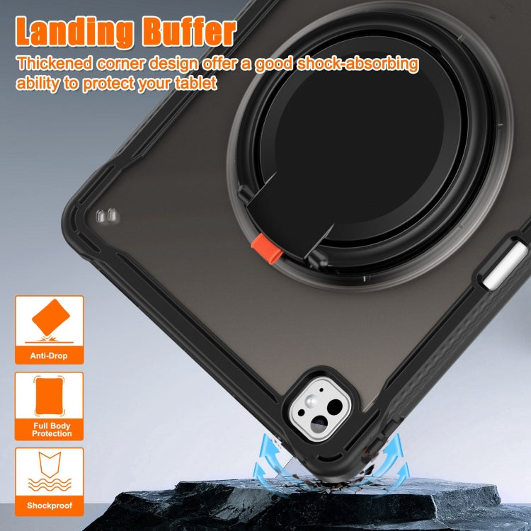 For iPad Pro 13 2024 Powerful Sailor Ring Holder Heavy Duty Hybrid Tablet Case with Strap(Black) - iPad Pro 13 2024 Cases by buy2fix | Online Shopping UK | buy2fix