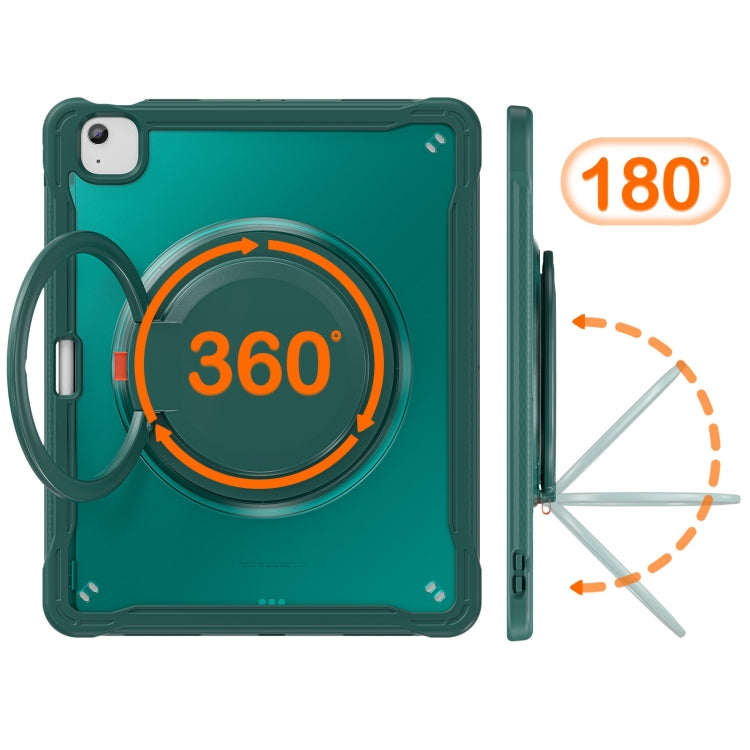 For iPad Air 13 2025 / 2024 Heavy Duty Hybrid Tablet Case with Handle & Strap(Dark Green) - iPad Air 13 2025 / 2024 Cases by buy2fix | Online Shopping UK | buy2fix