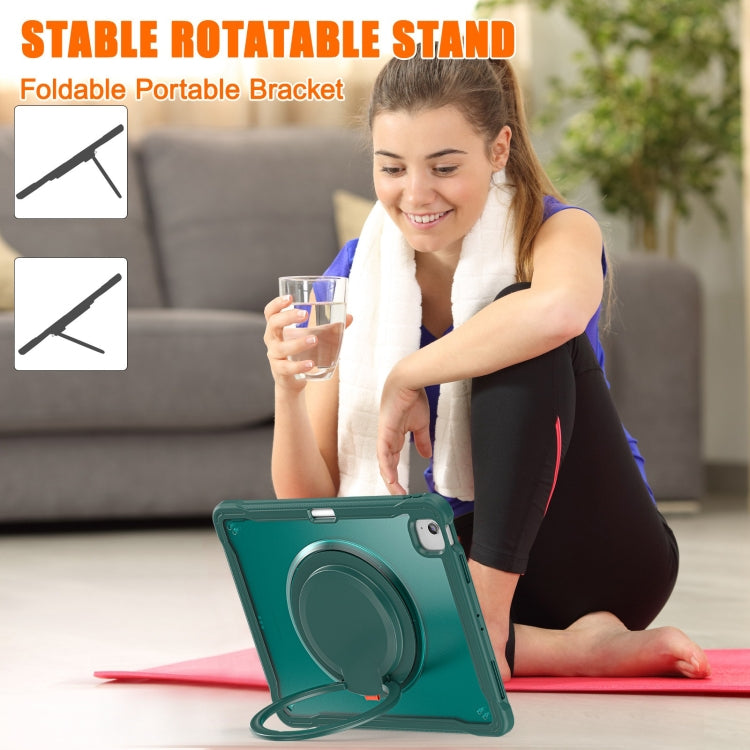 For iPad Air 13 2025 / 2024 Heavy Duty Hybrid Tablet Case with Handle & Strap(Dark Green) - iPad Air 13 2025 / 2024 Cases by buy2fix | Online Shopping UK | buy2fix