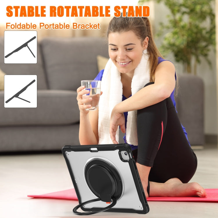 For iPad Air 13 2025 / 2024 Powerful Sailor Ring Holder Heavy Duty Hybrid Tablet Case with Strap(Black Transparent) - iPad Air 13 2025 / 2024 Cases by buy2fix | Online Shopping UK | buy2fix