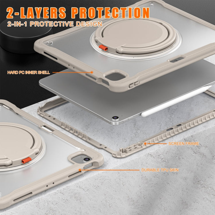 For iPad Air 13 2025 / 2024 Powerful Sailor Ring Holder Heavy Duty Hybrid Tablet Case with Strap(Khaki) - iPad Air 13 2025 / 2024 Cases by buy2fix | Online Shopping UK | buy2fix