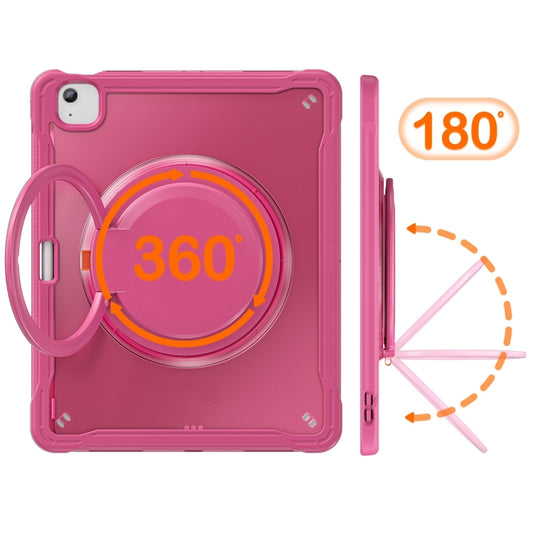 For iPad Air 13 2025 / 2024 Powerful Sailor Ring Holder Heavy Duty Hybrid Tablet Case with Strap(Rose Red) by buy2fix