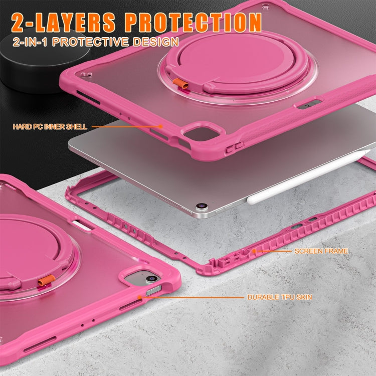 For iPad Air 13 2025 / 2024 Powerful Sailor Ring Holder Heavy Duty Hybrid Tablet Case with Strap(Rose Red) - iPad Air 13 2025 / 2024 Cases by buy2fix | Online Shopping UK | buy2fix