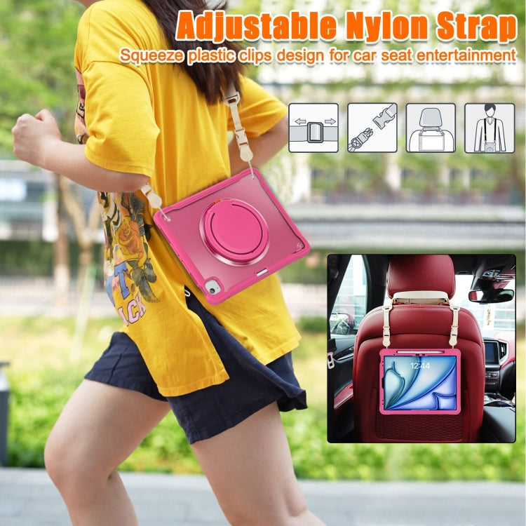 For iPad Air 13 2025 / 2024 Powerful Sailor Ring Holder Heavy Duty Hybrid Tablet Case with Strap(Rose Red) - iPad Air 13 2025 / 2024 Cases by buy2fix | Online Shopping UK | buy2fix