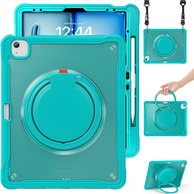 For iPad Air 13 2025 / 2024 Powerful Sailor Ring Holder Heavy Duty Hybrid Tablet Case with Strap(Light Blue) - iPad Air 13 2025 / 2024 Cases by buy2fix | Online Shopping UK | buy2fix