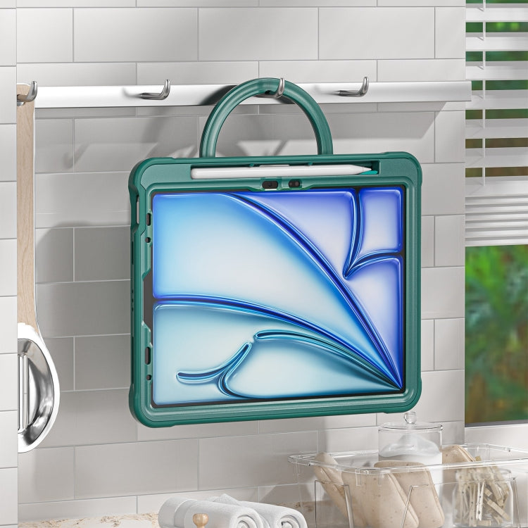 For iPad Air 11 2025 / 2024 Powerful Sailor Ring Holder Heavy Duty Hybrid Tablet Case with Strap(Dark Green) - iPad Air 11 2025 / 2024 Cases by buy2fix | Online Shopping UK | buy2fix