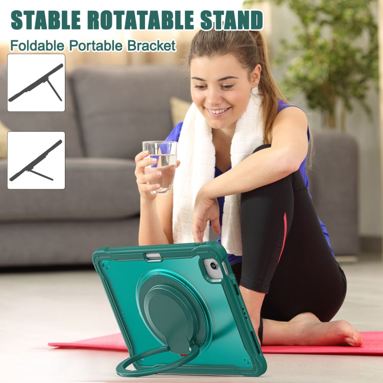 For iPad Air 11 2025 / 2024 Powerful Sailor Ring Holder Heavy Duty Hybrid Tablet Case with Strap(Dark Green) - iPad Air 11 2025 / 2024 Cases by buy2fix | Online Shopping UK | buy2fix