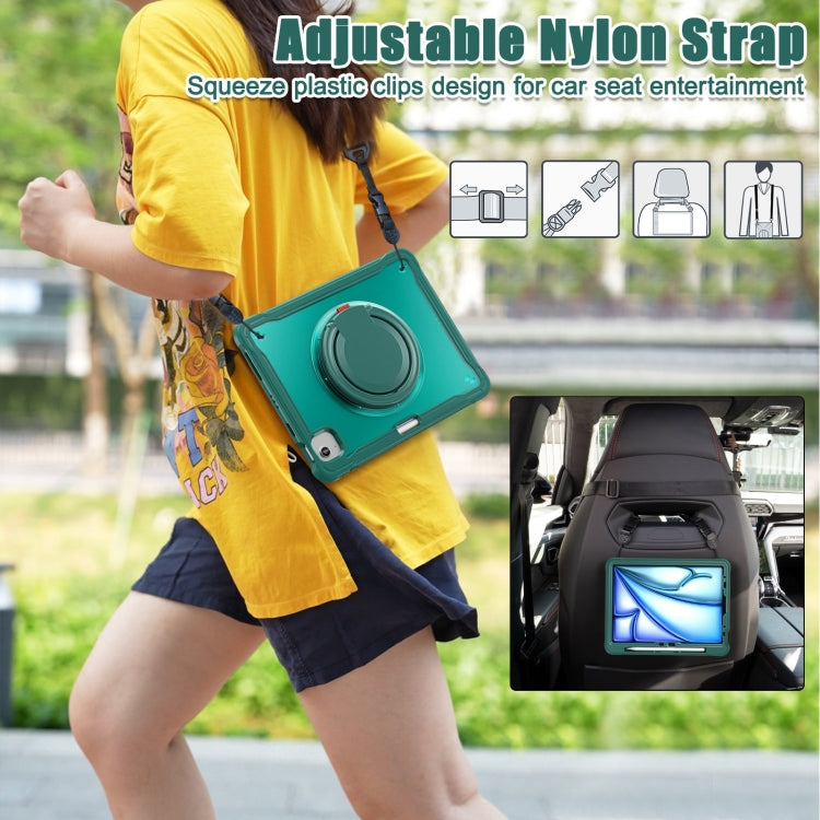 For iPad Air 11 2025 / 2024 Powerful Sailor Ring Holder Heavy Duty Hybrid Tablet Case with Strap(Dark Green) - iPad Air 11 2025 / 2024 Cases by buy2fix | Online Shopping UK | buy2fix
