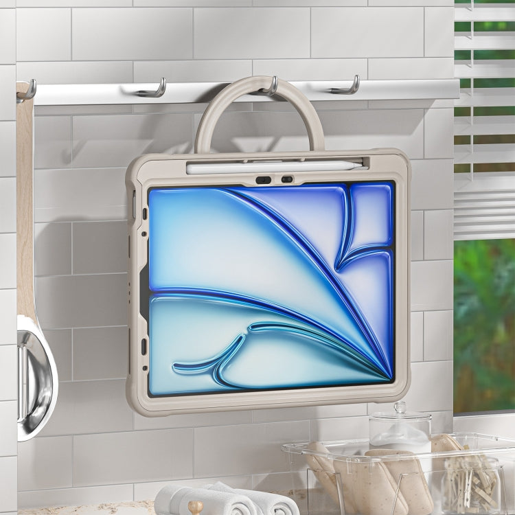 For iPad Air 11 2025 / 2024 Powerful Sailor Ring Holder Heavy Duty Hybrid Tablet Case with Strap(Khaki) - iPad Air 11 2025 / 2024 Cases by buy2fix | Online Shopping UK | buy2fix