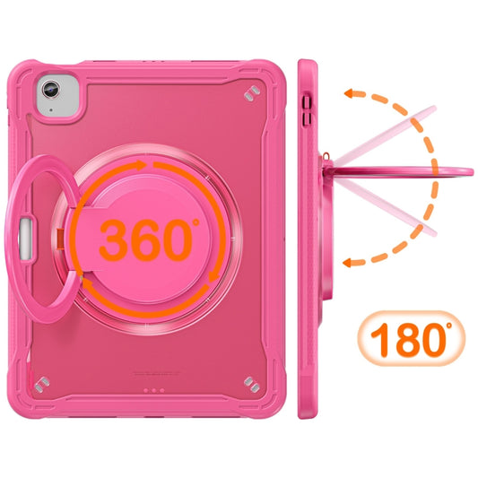 For iPad Air 11 2025 / 2024 Powerful Sailor Ring Holder Heavy Duty Hybrid Tablet Case with Strap(Rose Red) by buy2fix