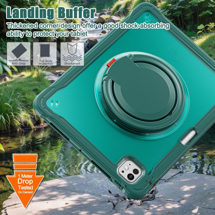 For iPad Pro 11 2024 Powerful Sailor Ring Holder Heavy Duty Hybrid Tablet Case with Strap(Dark Green) - iPad Pro 11 2024 Cases by buy2fix | Online Shopping UK | buy2fix