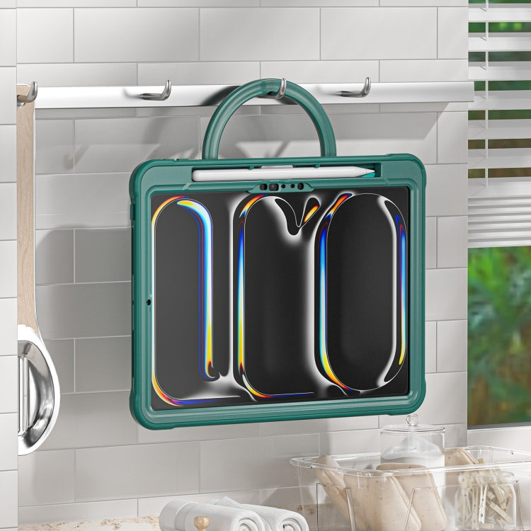 For iPad Pro 11 2024 Powerful Sailor Ring Holder Heavy Duty Hybrid Tablet Case with Strap(Dark Green) - iPad Pro 11 2024 Cases by buy2fix | Online Shopping UK | buy2fix