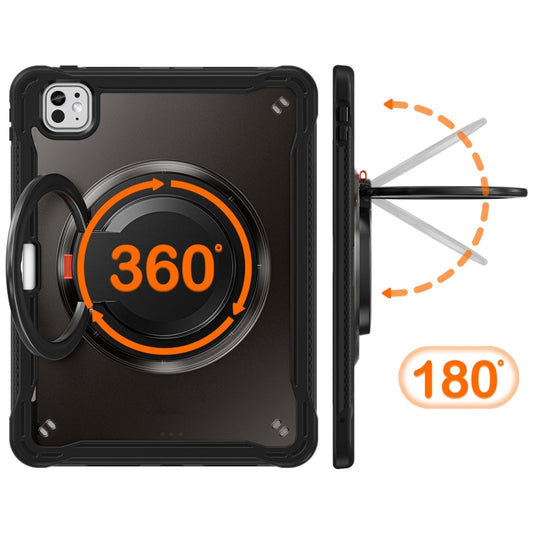 For iPad Pro 11 2025 / 2024 Powerful Sailor Ring Holder Heavy Duty Hybrid Tablet Case with Strap(Black) by buy2fix