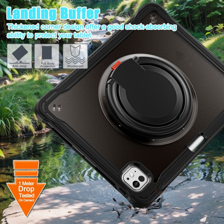 For iPad Pro 11 2024 Powerful Sailor Ring Holder Heavy Duty Hybrid Tablet Case with Strap(Black) - iPad Pro 11 2024 Cases by buy2fix | Online Shopping UK | buy2fix