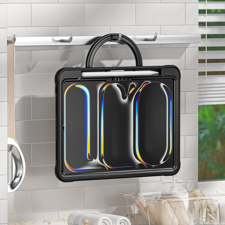 For iPad Pro 11 2024 Powerful Sailor Ring Holder Heavy Duty Hybrid Tablet Case with Strap(Black) - iPad Pro 11 2024 Cases by buy2fix | Online Shopping UK | buy2fix