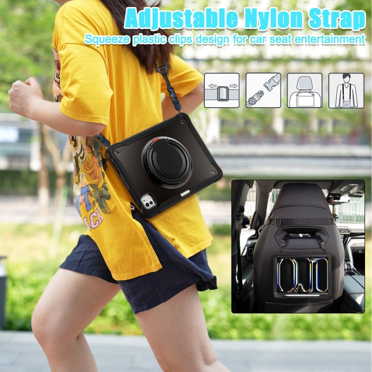 For iPad Pro 11 2024 Powerful Sailor Ring Holder Heavy Duty Hybrid Tablet Case with Strap(Black) - iPad Pro 11 2024 Cases by buy2fix | Online Shopping UK | buy2fix