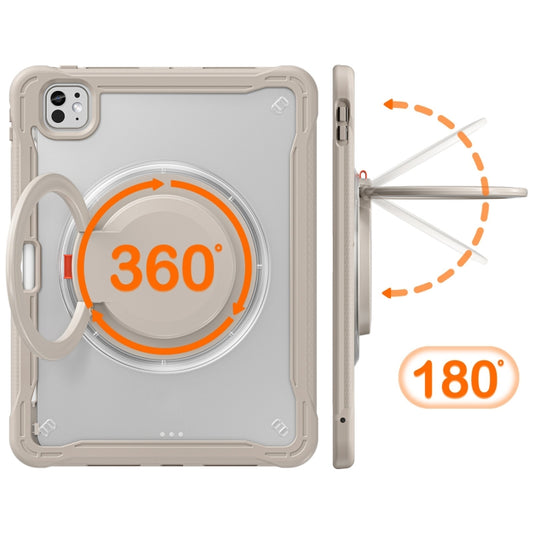 For iPad Pro 11 2025 / 2024 Powerful Sailor Ring Holder Heavy Duty Hybrid Tablet Case with Strap(Khaki) by buy2fix