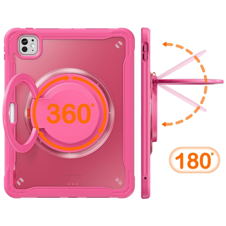 For iPad Pro 11 2024 Powerful Sailor Ring Holder Heavy Duty Hybrid Tablet Case with Strap(Rose Red) - iPad Pro 11 2024 Cases by buy2fix | Online Shopping UK | buy2fix