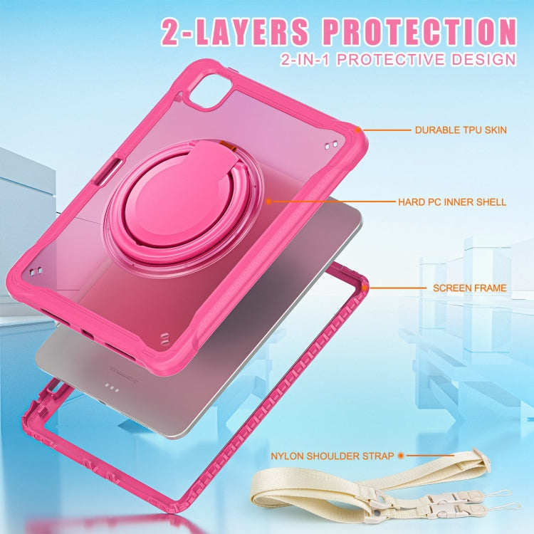 For iPad Pro 11 2024 Powerful Sailor Ring Holder Heavy Duty Hybrid Tablet Case with Strap(Rose Red) - iPad Pro 11 2024 Cases by buy2fix | Online Shopping UK | buy2fix