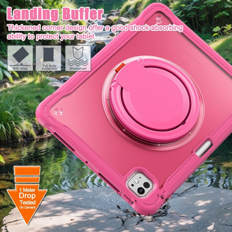 For iPad Pro 11 2024 Powerful Sailor Ring Holder Heavy Duty Hybrid Tablet Case with Strap(Rose Red) - iPad Pro 11 2024 Cases by buy2fix | Online Shopping UK | buy2fix