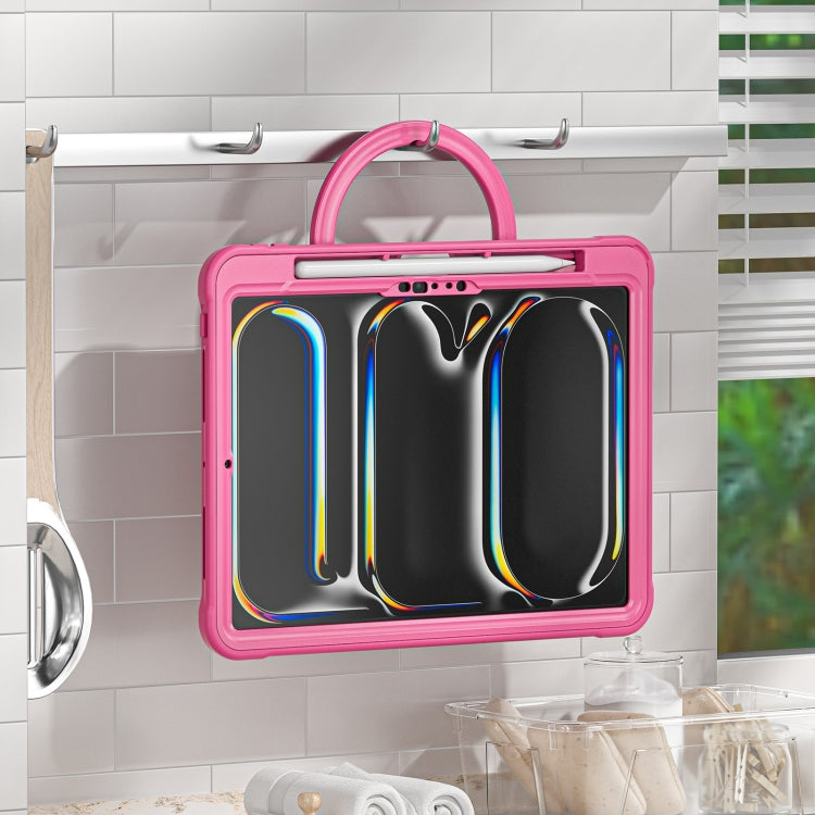For iPad Pro 11 2024 Powerful Sailor Ring Holder Heavy Duty Hybrid Tablet Case with Strap(Rose Red) - iPad Pro 11 2024 Cases by buy2fix | Online Shopping UK | buy2fix