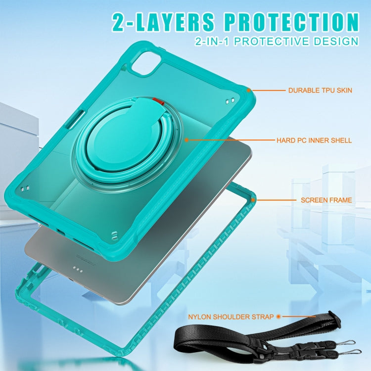 For iPad Pro 11 2024 Powerful Sailor Ring Holder Heavy Duty Hybrid Tablet Case with Strap(Light Blue) - iPad Pro 11 2024 Cases by buy2fix | Online Shopping UK | buy2fix