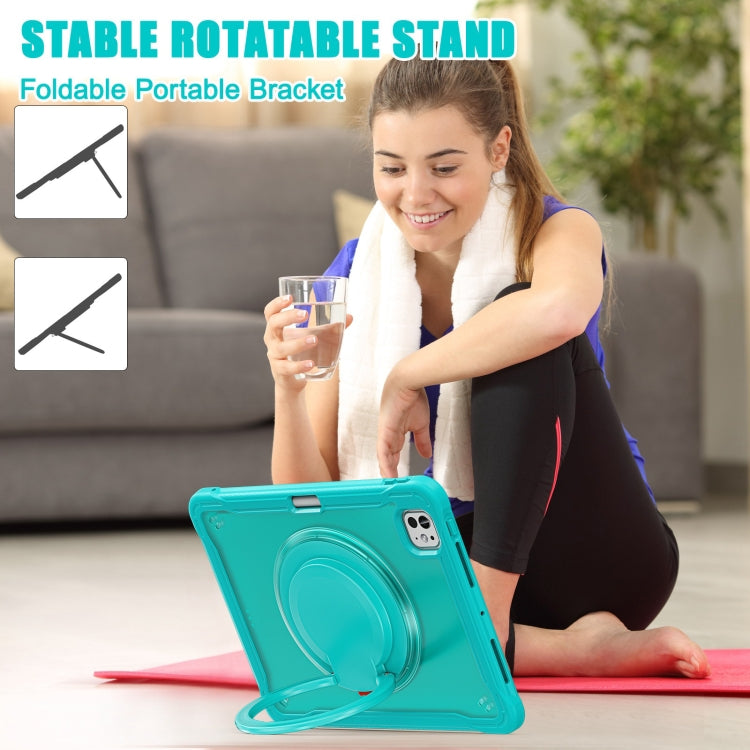 For iPad Pro 11 2024 Powerful Sailor Ring Holder Heavy Duty Hybrid Tablet Case with Strap(Light Blue) - iPad Pro 11 2024 Cases by buy2fix | Online Shopping UK | buy2fix