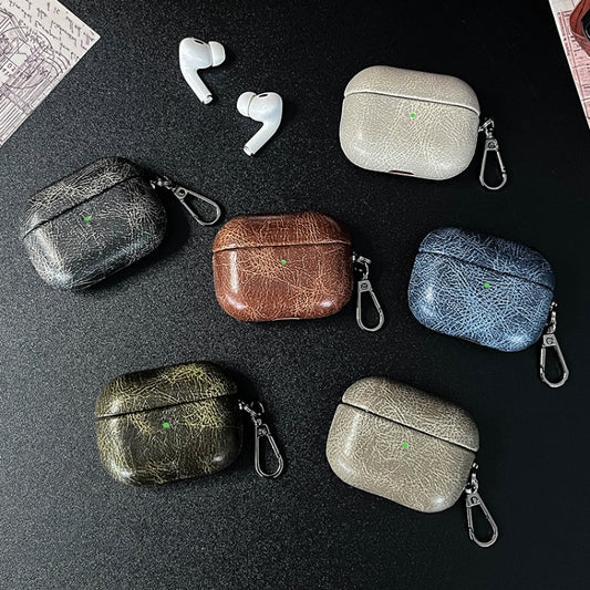 For AirPods 3 Retro Oil Leather Bluetooth Earphones Protective Case(White) by buy2fix