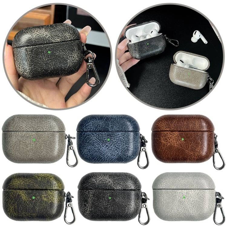 For AirPods Pro 2 Retro Oil Leather Bluetooth Earphones Protective Case(Coffee) by buy2fix