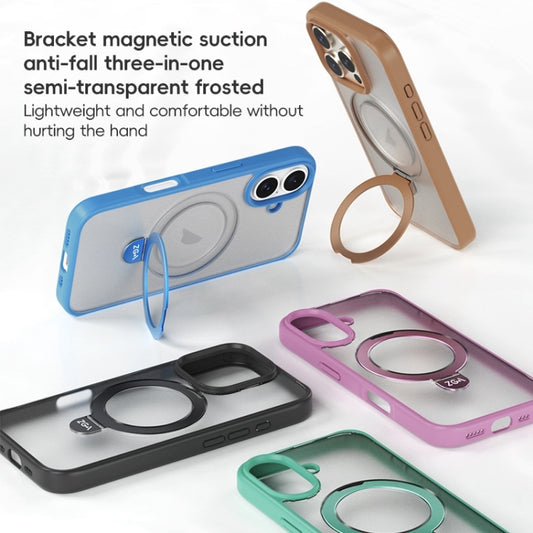 For iPhone 16 Plus ZGA Magsafe Holder PC Hybrid TPU Phone Case(Pink) by ZGA