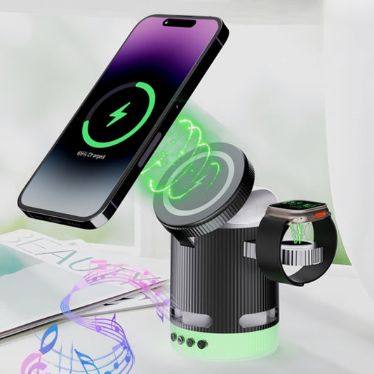 H61 15W 4 in 1 Multifunctional Foldable Wireless Charger Bluetooth Speaker(White) - Multifunction Charger by buy2fix | Online Shopping UK | buy2fix