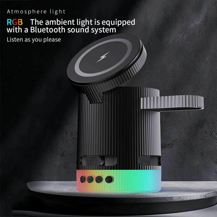 H61 15W 4 in 1 Multifunctional Foldable Wireless Charger Bluetooth Speaker(White) - Multifunction Charger by buy2fix | Online Shopping UK | buy2fix