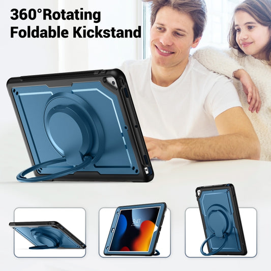 For iPad 10.2 2021 / 2020 / 10.5 2019 Honeycomb Hybrid Tablet Case with Handle Holder & Strap(Navy Blue) - iPad 10.2 Cases by buy2fix | Online Shopping UK | buy2fix