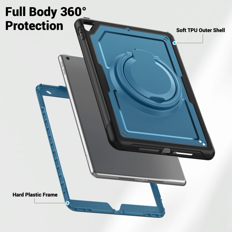 For iPad 10.2 2021 / 2020 / 10.5 2019 Honeycomb Hybrid Tablet Case with Handle Holder & Strap(Navy Blue) - iPad 10.2 Cases by buy2fix | Online Shopping UK | buy2fix