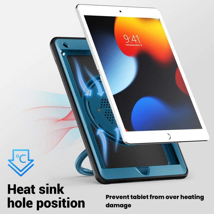 For iPad 10.2 2021 / 2020 / 10.5 2019 Honeycomb Hybrid Tablet Case with Handle Holder & Strap(Navy Blue) - iPad 10.2 Cases by buy2fix | Online Shopping UK | buy2fix