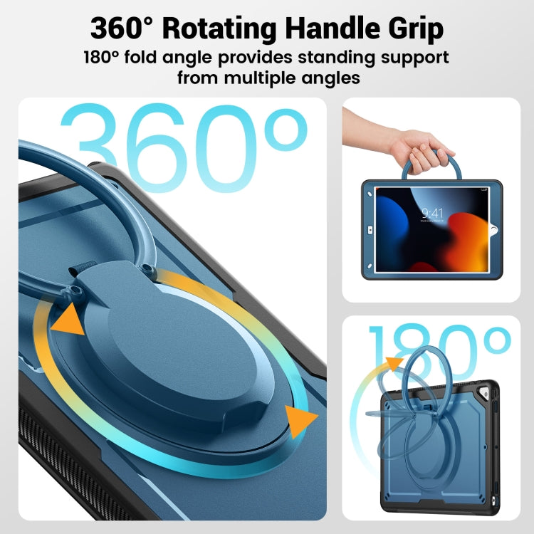 For iPad 10.2 2021 / 2020 / 10.5 2019 Honeycomb Hybrid Tablet Case with Handle Holder & Strap(Navy Blue) - iPad 10.2 Cases by buy2fix | Online Shopping UK | buy2fix
