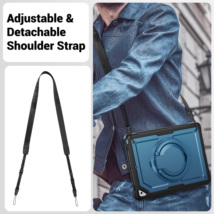 For iPad 10.2 2021 / 2020 / 10.5 2019 Honeycomb Hybrid Tablet Case with Handle Holder & Strap(Navy Blue) - iPad 10.2 Cases by buy2fix | Online Shopping UK | buy2fix