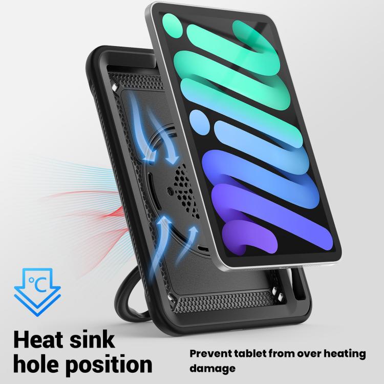 For iPad mini 2024 / mini 6 Honeycomb Hybrid Tablet Case with Handle Holder & Strap(Black) - iPad mini 2024 Cases by buy2fix | Online Shopping UK | buy2fix
